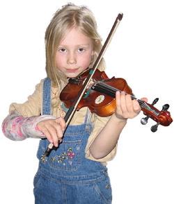 young girl in spanish class learning music